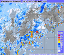 気象レーダー画像 2013年9月3日16時50分