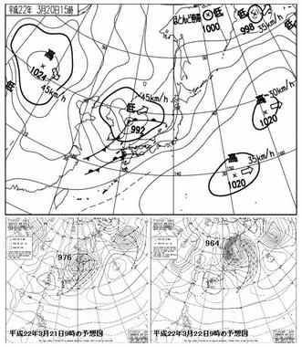 実況天気図と予想天気図