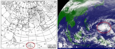 2010年3月22日15時 アジア実況天気図＆ひまわり6号赤外線画像