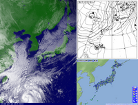 2010年10日26日15時 気象衛星ひまわりの画像と天気図・アメダス 風速風向