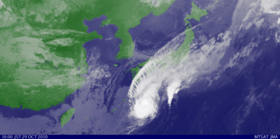 2010年10月29日16時の気象衛星ひまわり画像
