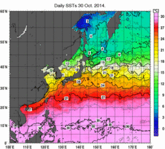 北西太平洋 2014年10月30日海面水温